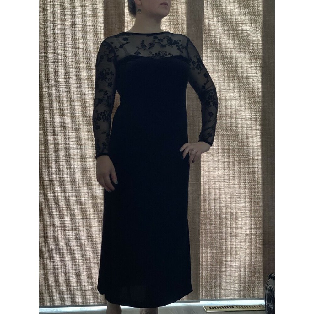 Vintage Kathie Lee collection velvet holiday black maxi dress open back